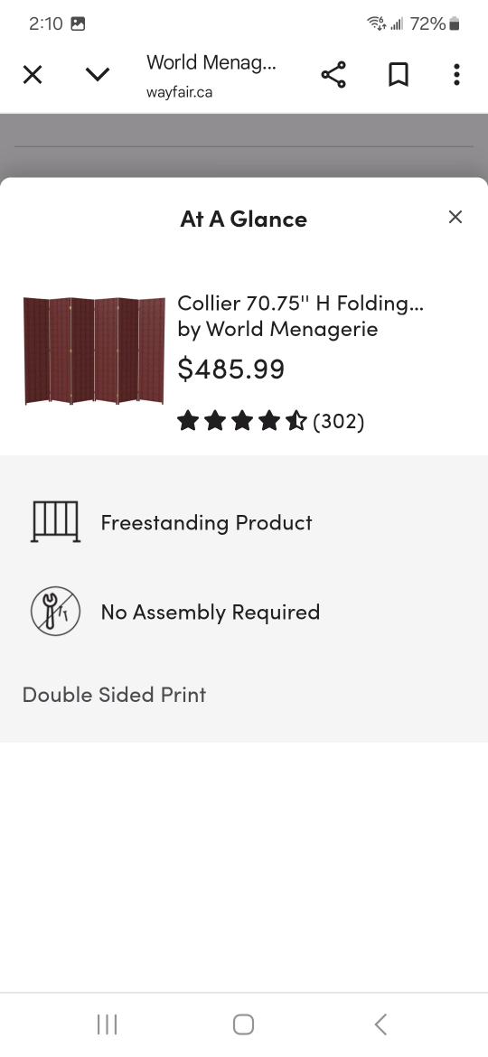 World Menagerie Collier Folding Room Divider