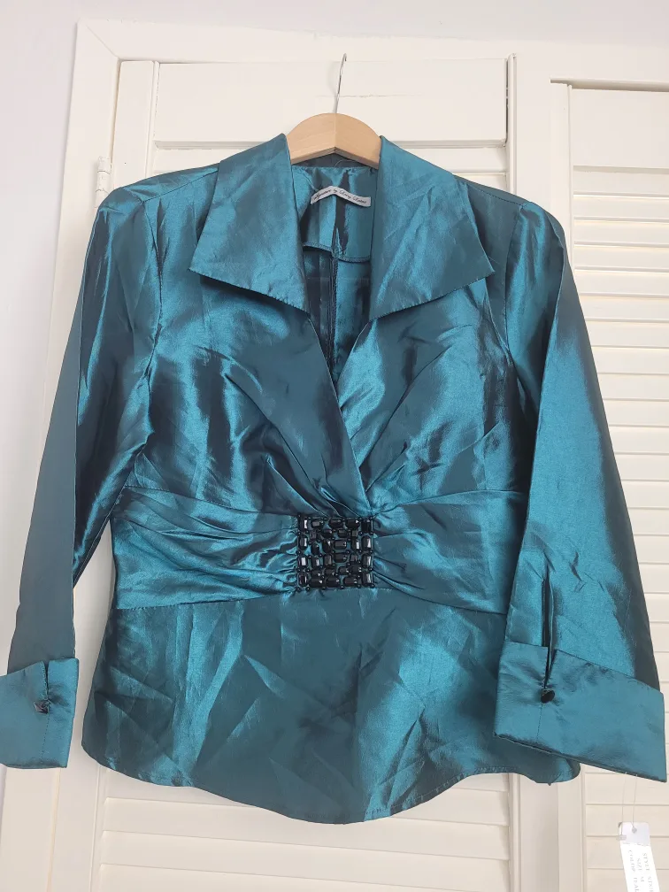 New Teal Peacock Blouse - Size M thumbnail