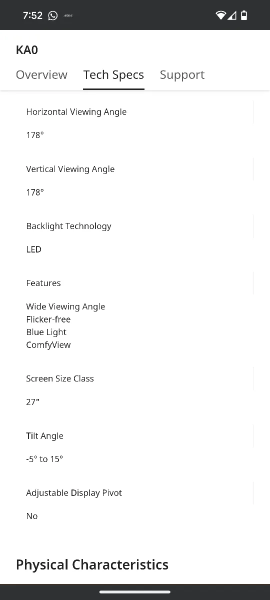 Acer KA0 27" Full HD Monitor image indicator(4)