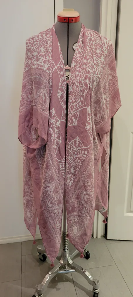 Modena Pink Cover Up with Tassels thumbnail