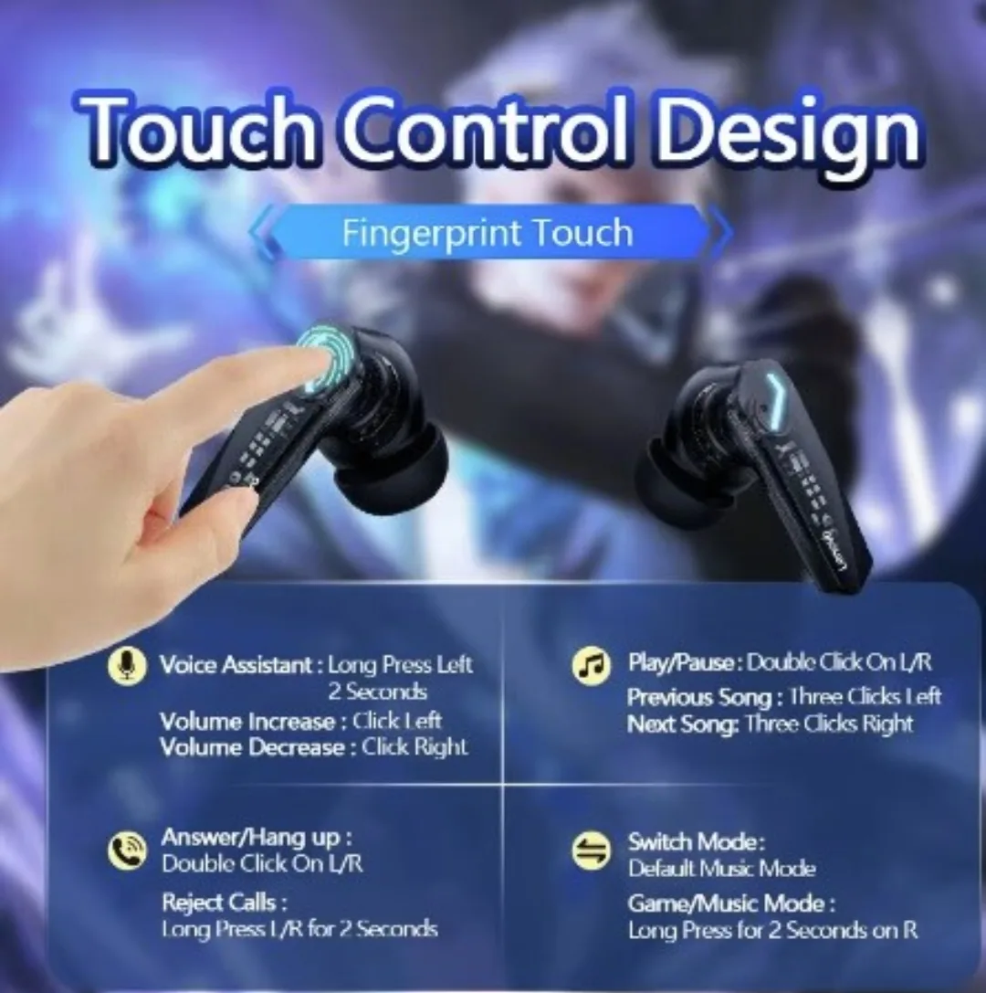 Lenovo Gaming Wireless Earphones Earbuds Bluetooth headset image indicator(8)