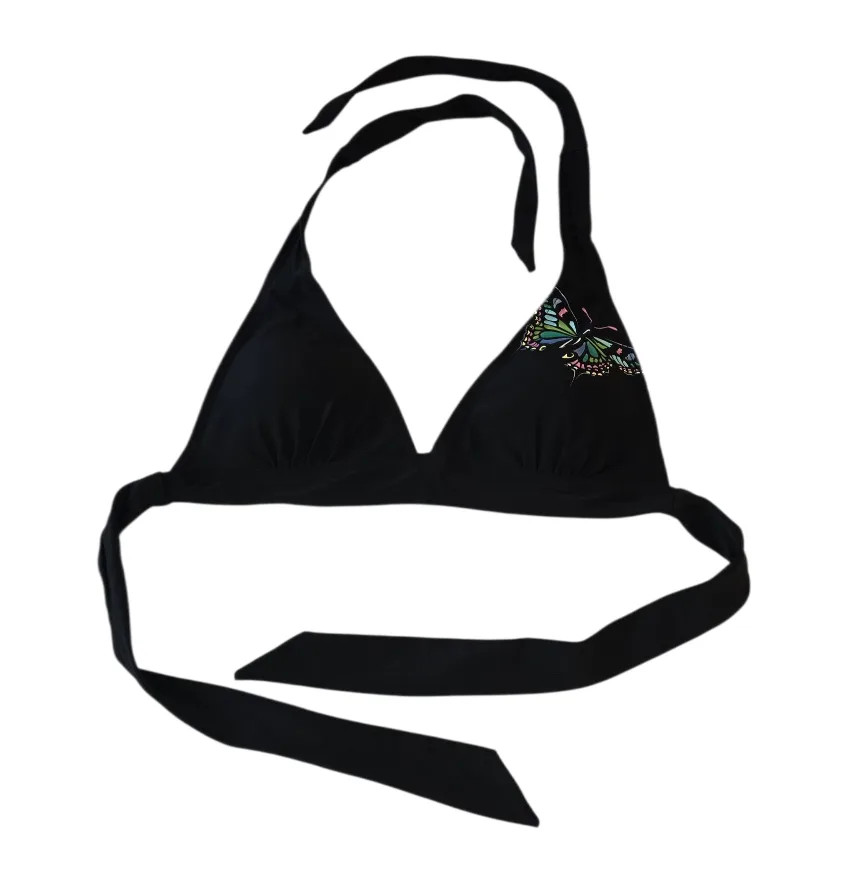 Black Bikini Top with Butterfly Design Small thumbnail