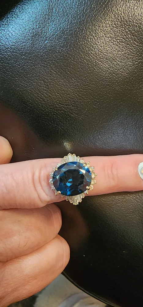 Blue Topaz & Diamond Cocktail Ring thumbnail