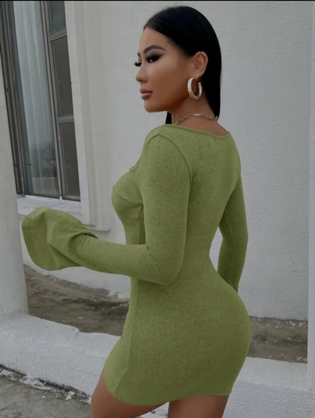 Flounce Sleeve Bodycon Dress image indicator(7)