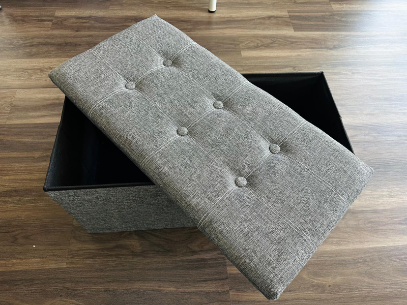 Grey Storage Ottoman Bench (Collapsible) - photo 3