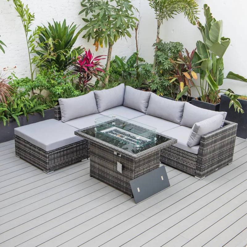 Outdoor Wicker Patio Conversation Set with Fire Pit Table image indicator(3)