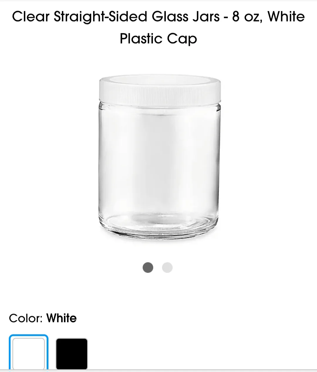 8 oz Clear Glass Jars with White Plastic Caps thumbnail