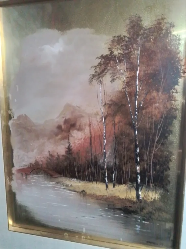 Framed Landscape Painting by Gaston Petridis on Brass image indicator(2)