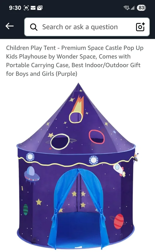 Wonder Space Kids Play Tent - Space Castle Playhouse thumbnail