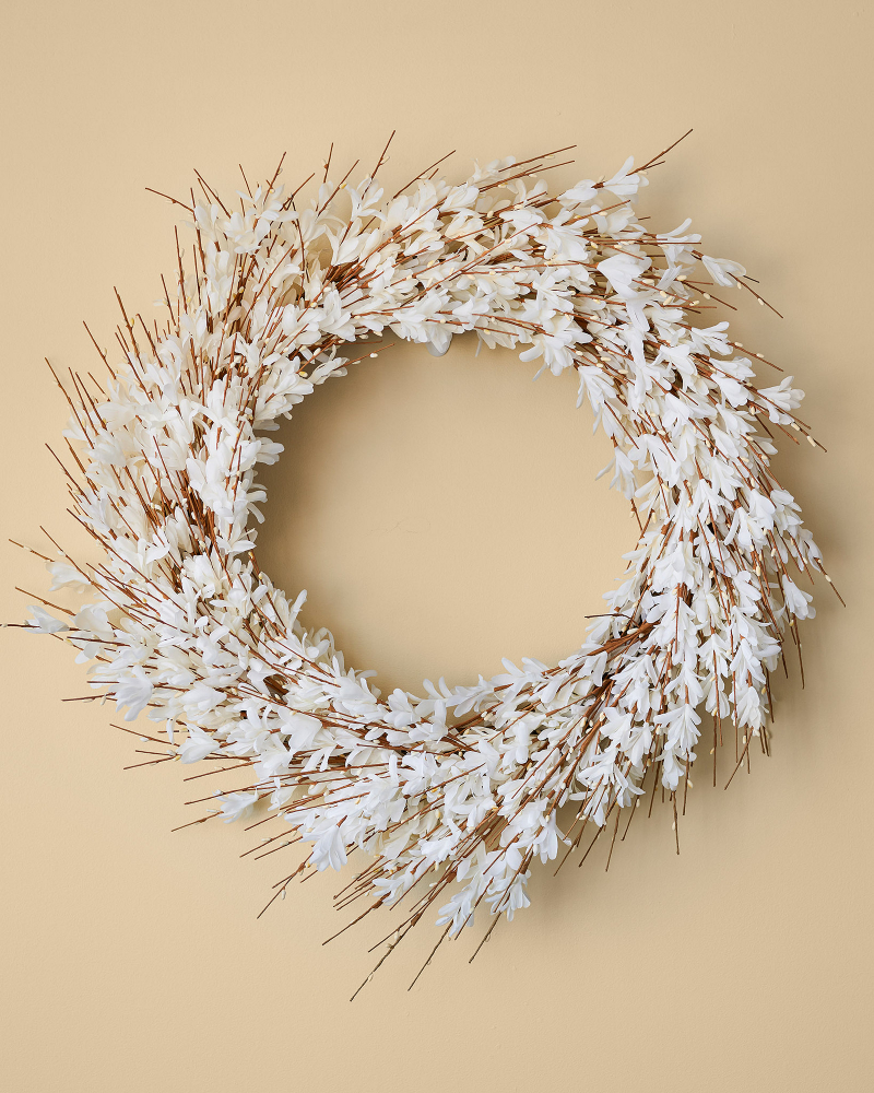 Large White Forsythia Wreath