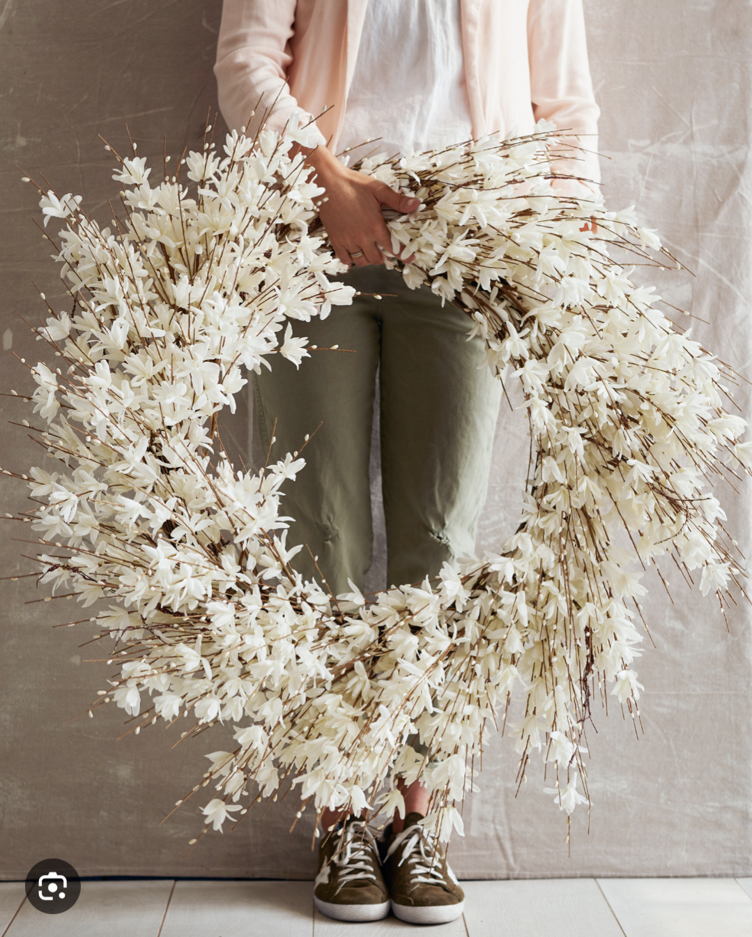 Large White Forsythia Wreath - photo 2
