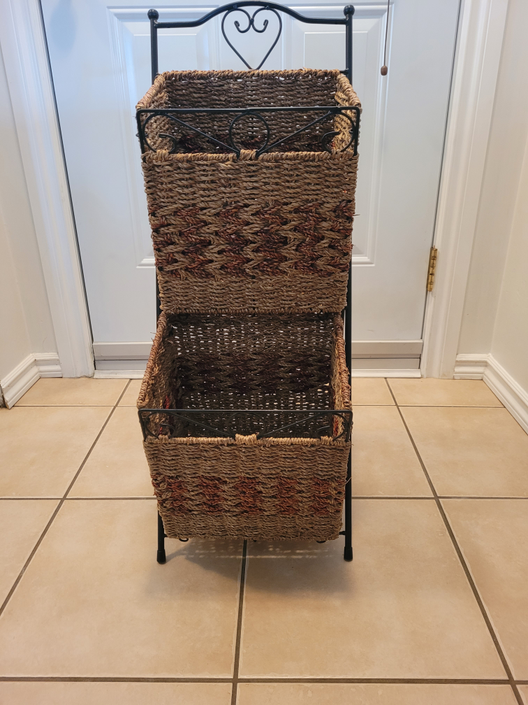 Wicker Basket Stand - 2 Tier