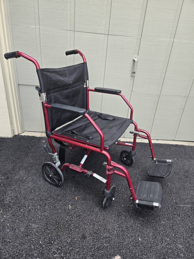 Red Transport Wheelchair 18inch seat