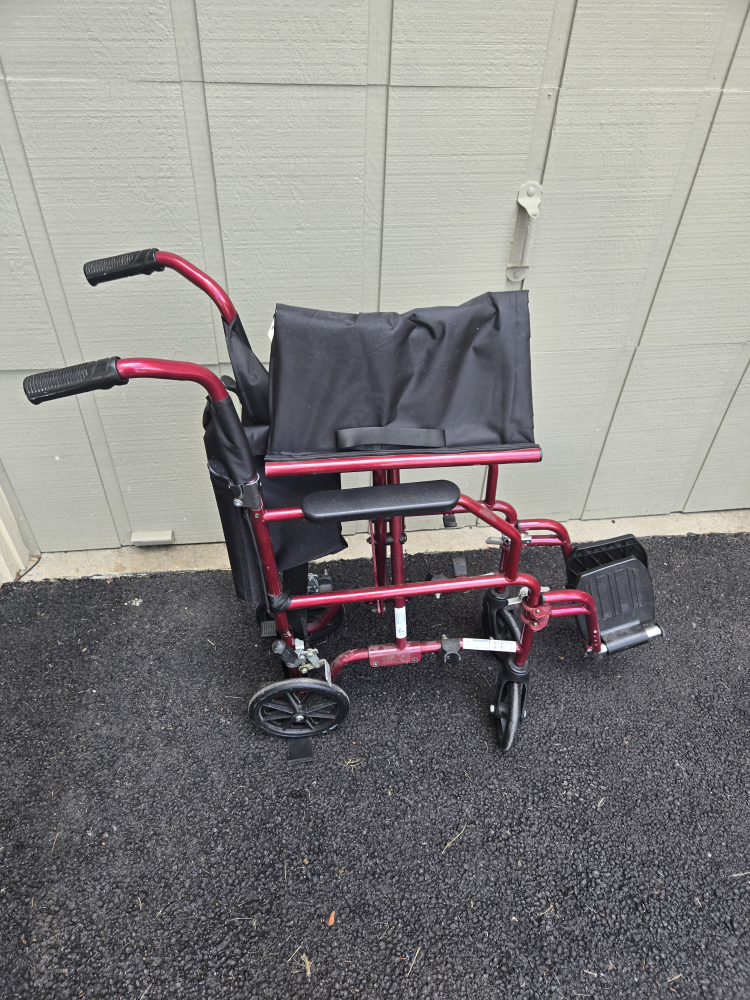 Red Transport Wheelchair 18inch seat - photo 2