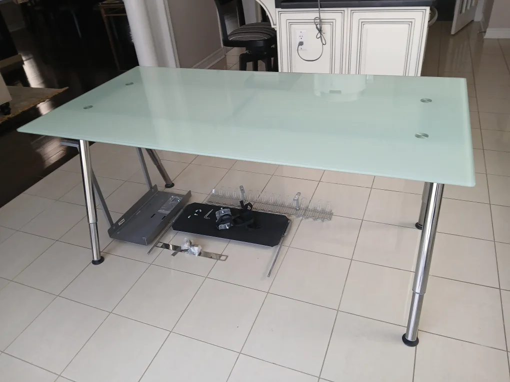 Glass Top Desk with Metal Legs thumbnail