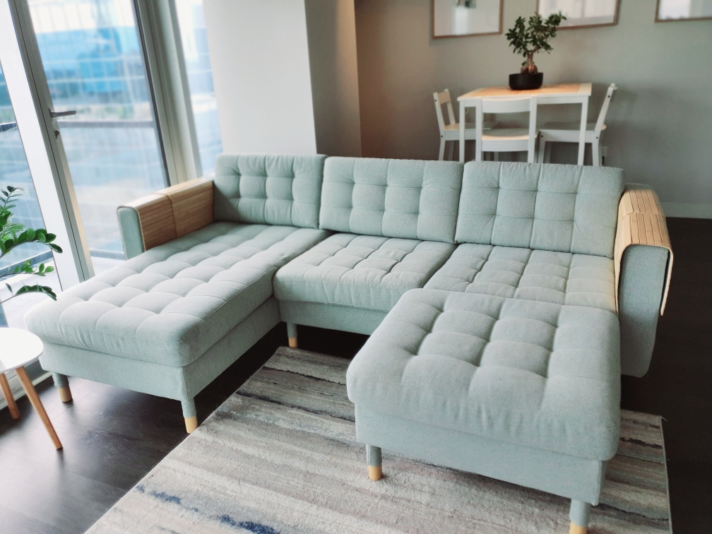 IKEA Morabo Loveseat with Chaise - Light Green