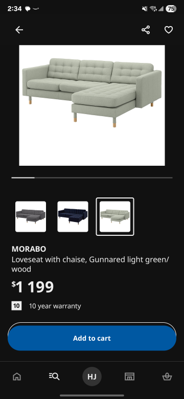 IKEA Morabo Loveseat with Chaise - Light Green - photo 5