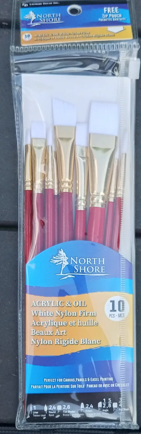 North Shore white Nylon Firm Paintbrushes 10 pieces thumbnail