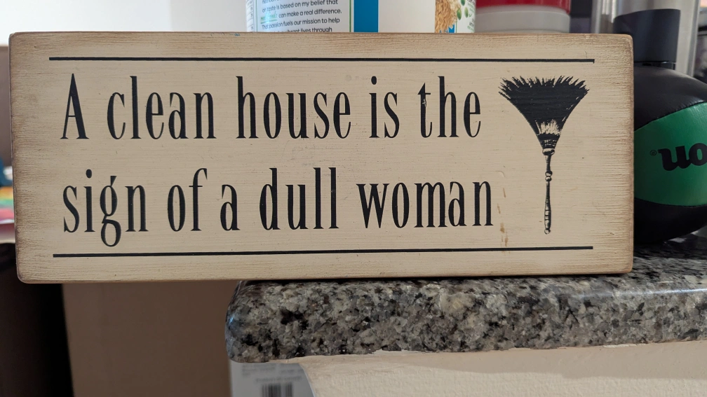 Wooden Sign - A Clean House Is The Sign Of A Dull Woman | Karrot