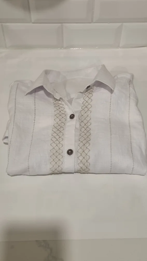 Cubavera White Linen Shirt - Size M/L thumbnail