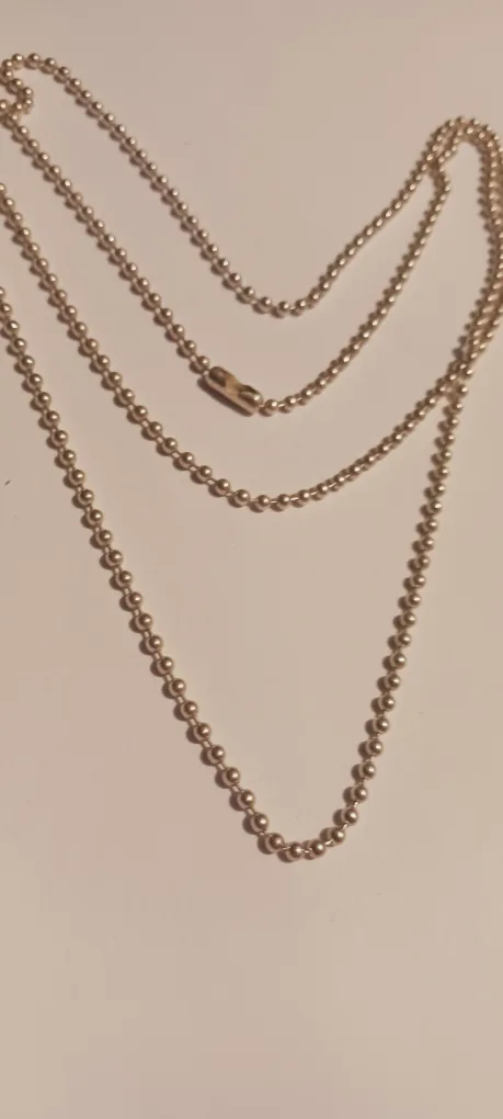 Sterling Silver 925 Stamped "Sterling " Ball Link  Long Chain thumbnail