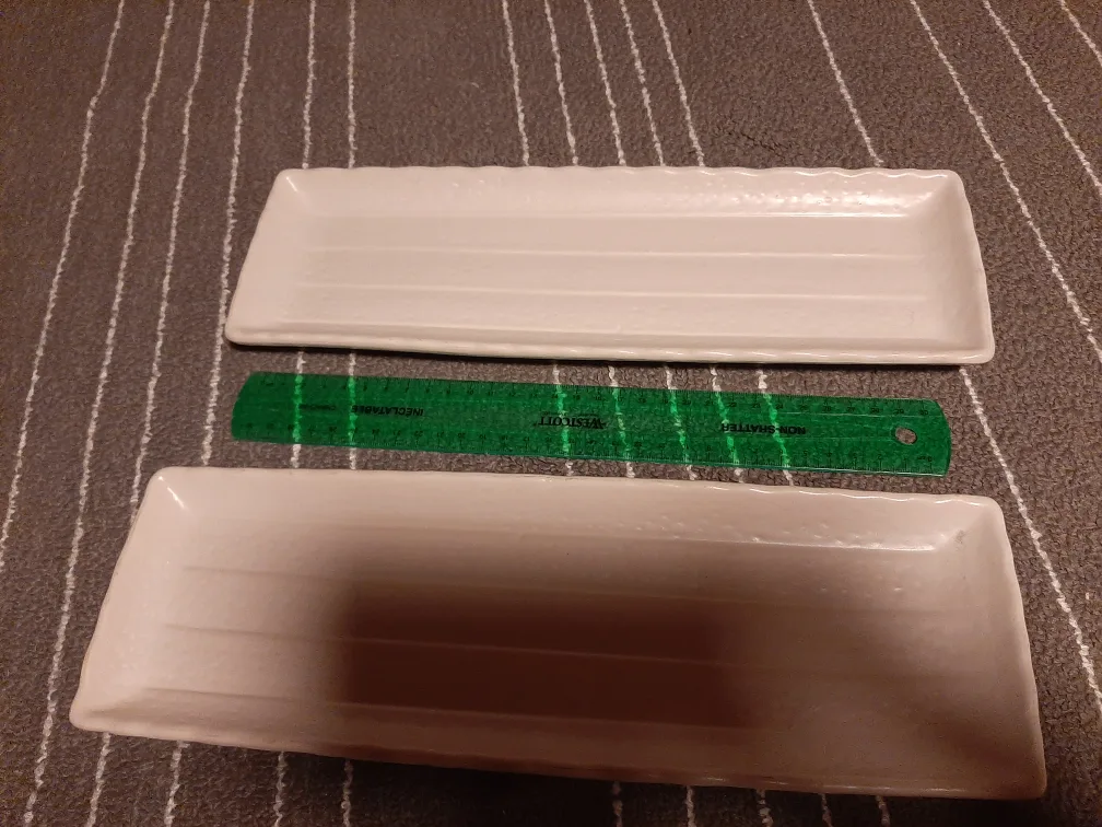Two White Ceramic Rectangular Serving Dishes image indicator(2)
