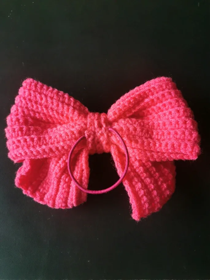 Pink Crochet Hair Bow image indicator(2)