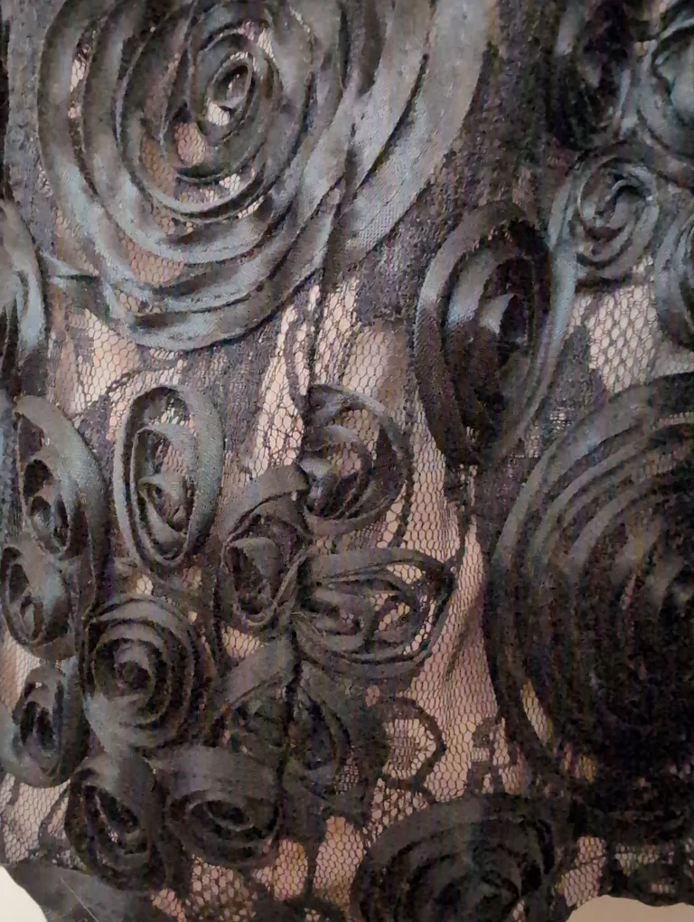 🇨🇦Pink Violet Black Lace and Satin Halter Dress image indicator(6)