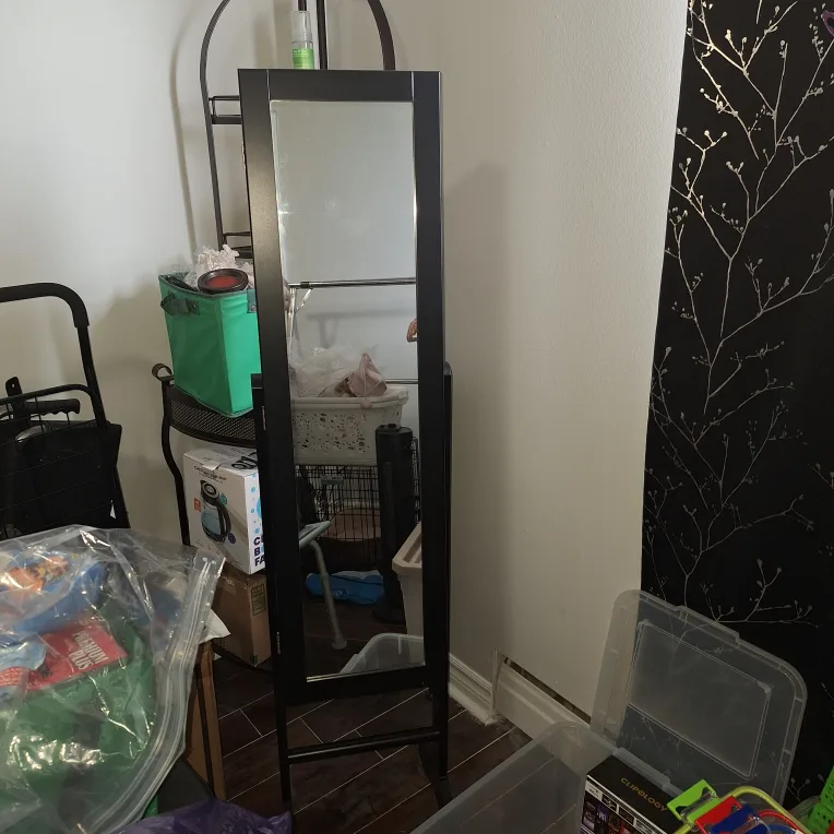 Standing Jewellery Mirror Cabinet - Black thumbnail