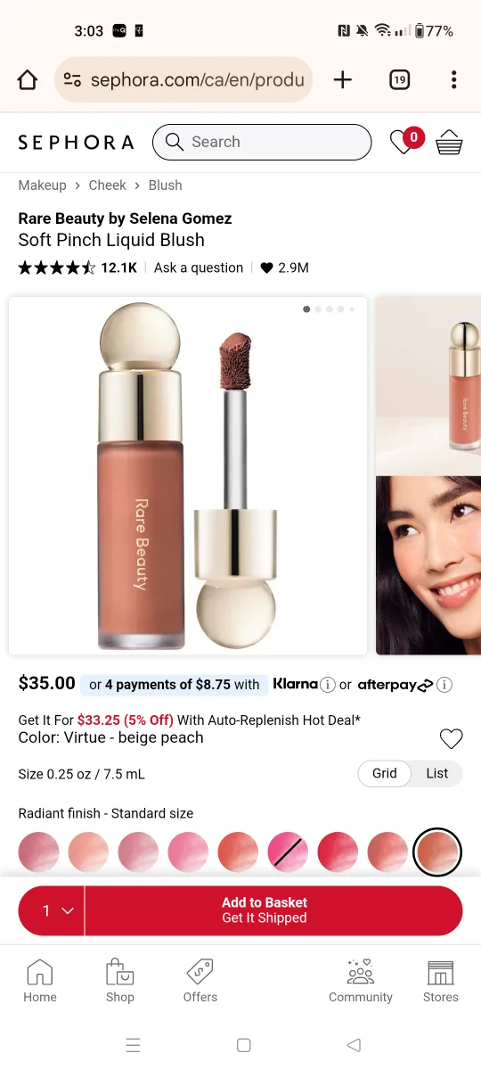 Rare Beauty Soft Pinch Dewy Liquid Blush in virtue thumbnail