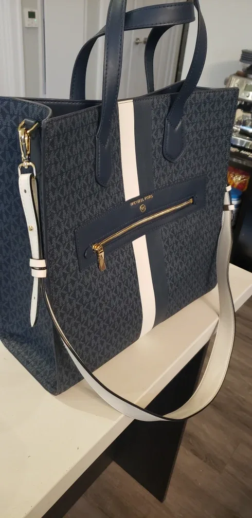 Michael Kors Tote Bag - Navy/White Stripe thumbnail