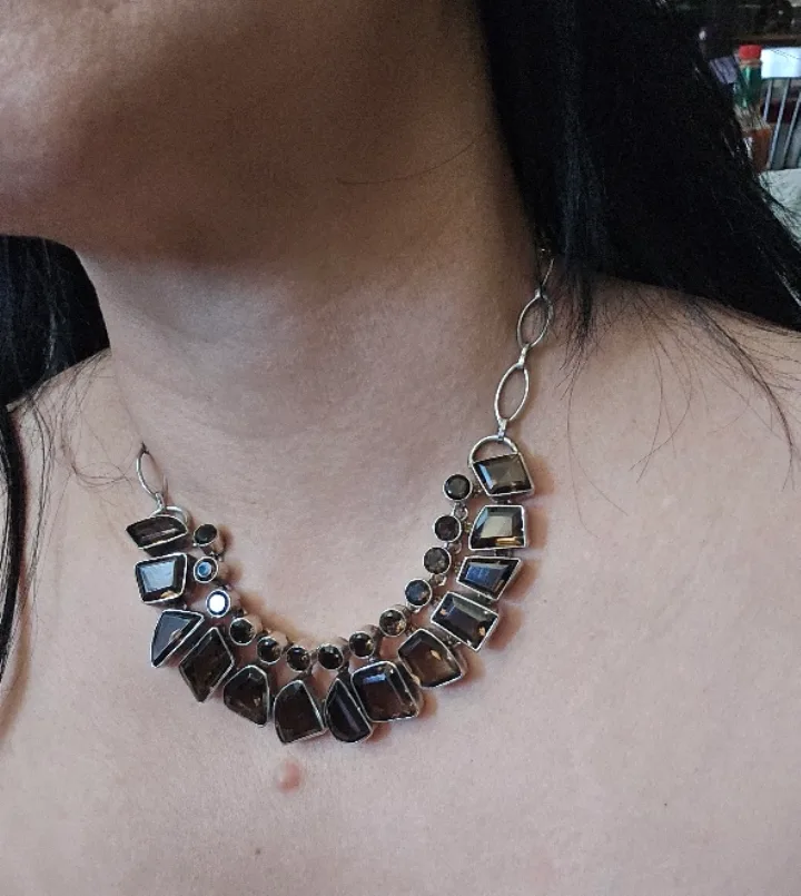 Faceted Smoky Quartz & Sterling Silver Necklace image indicator(10)