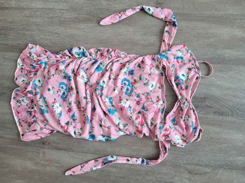 Floral Print Ruffle Top - Pink thumbnail