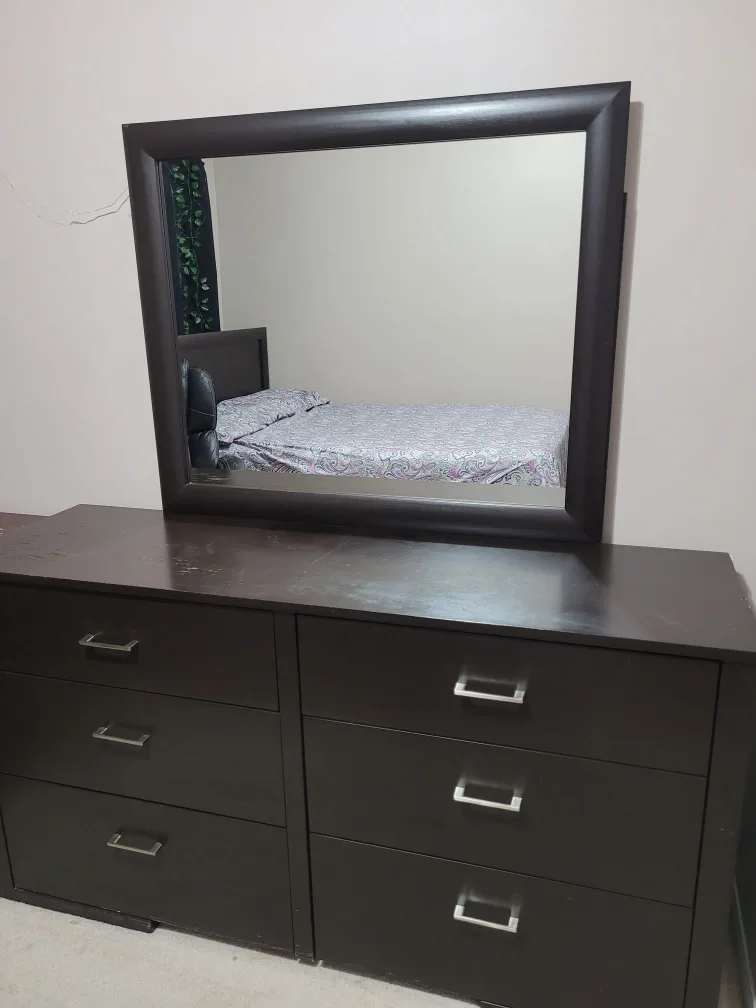 Dark Brown Dresser with Mirror thumbnail
