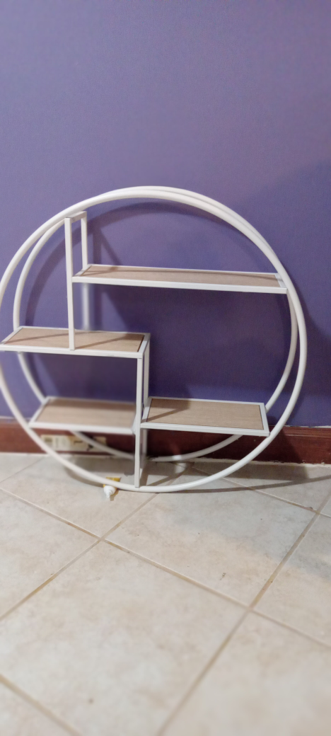 Round Metal & Wood Wall Shelf