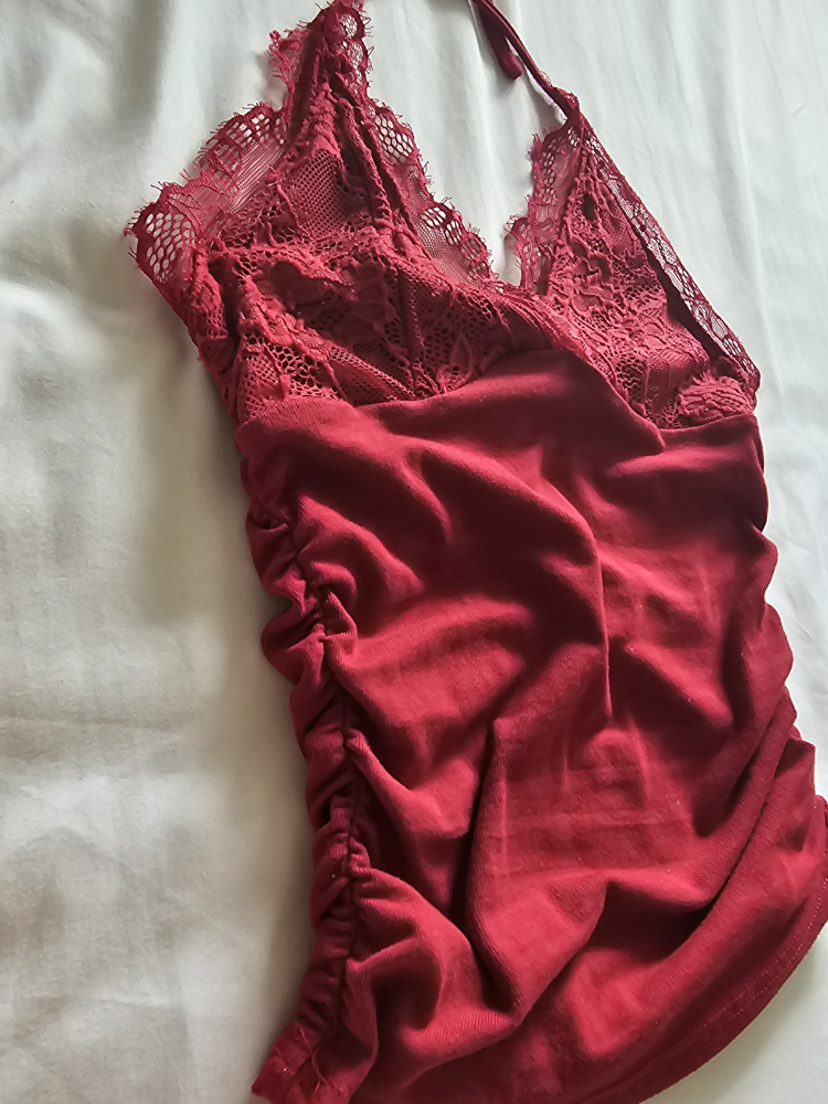 Red Lace Halter Top - photo 3