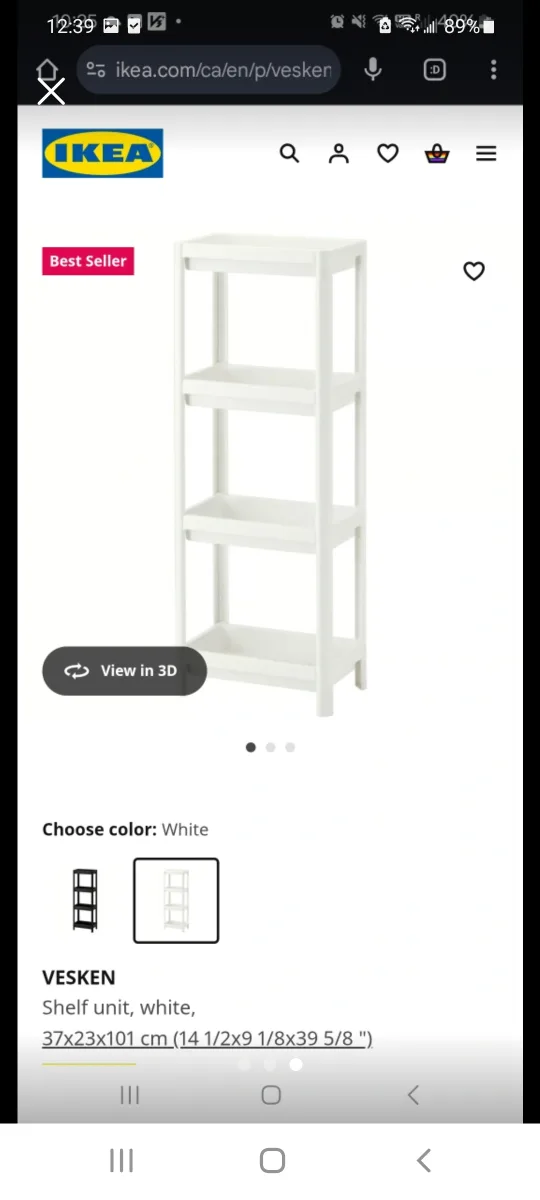 IKEA VESKEN White Shelf Unit thumbnail
