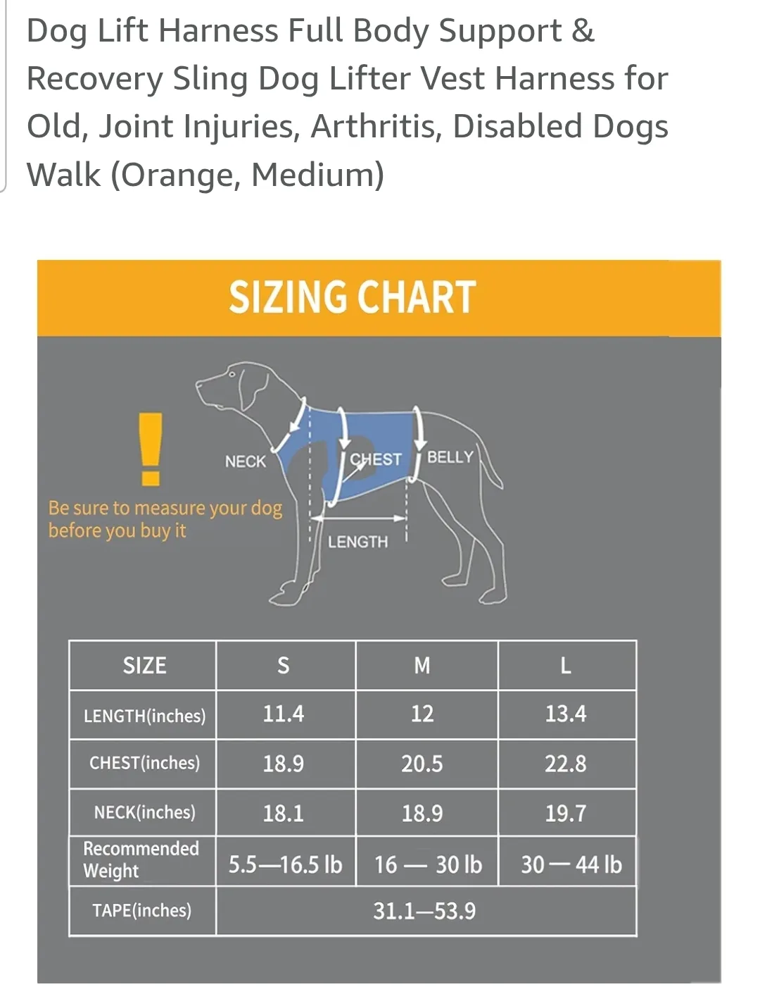 $7 NEW! Dog Lift Harness – Full Body Support – Size M image indicator(3)