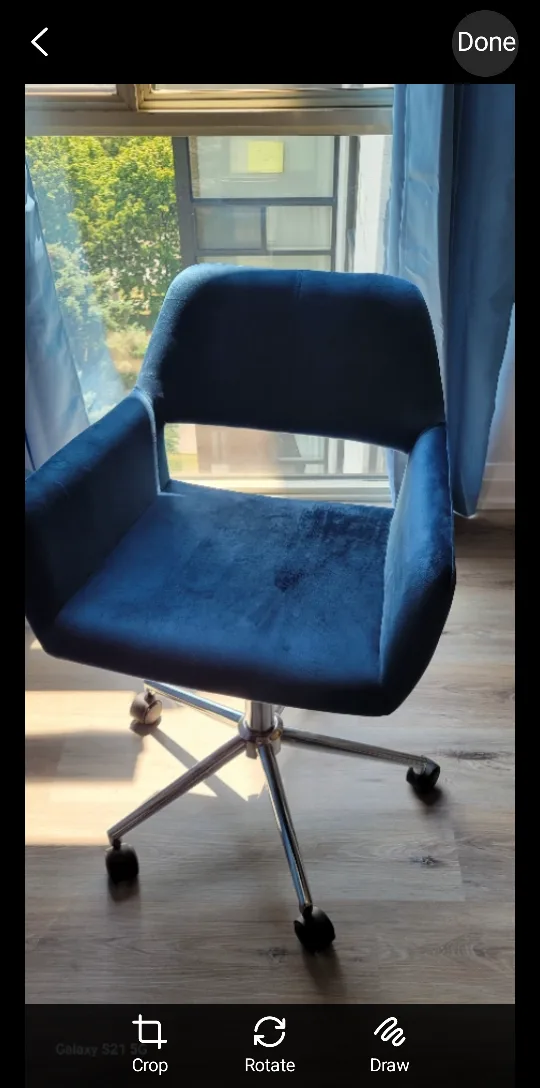 Blue velvet swivel Office Chair thumbnail