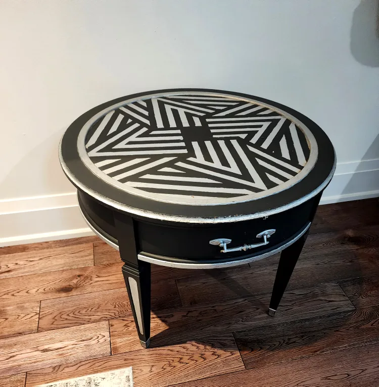Vintage Large French solid wood accent table / side table thumbnail