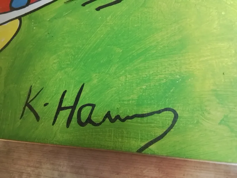 American Acrylic on Canvas Signed Keith Haring image indicator(6)