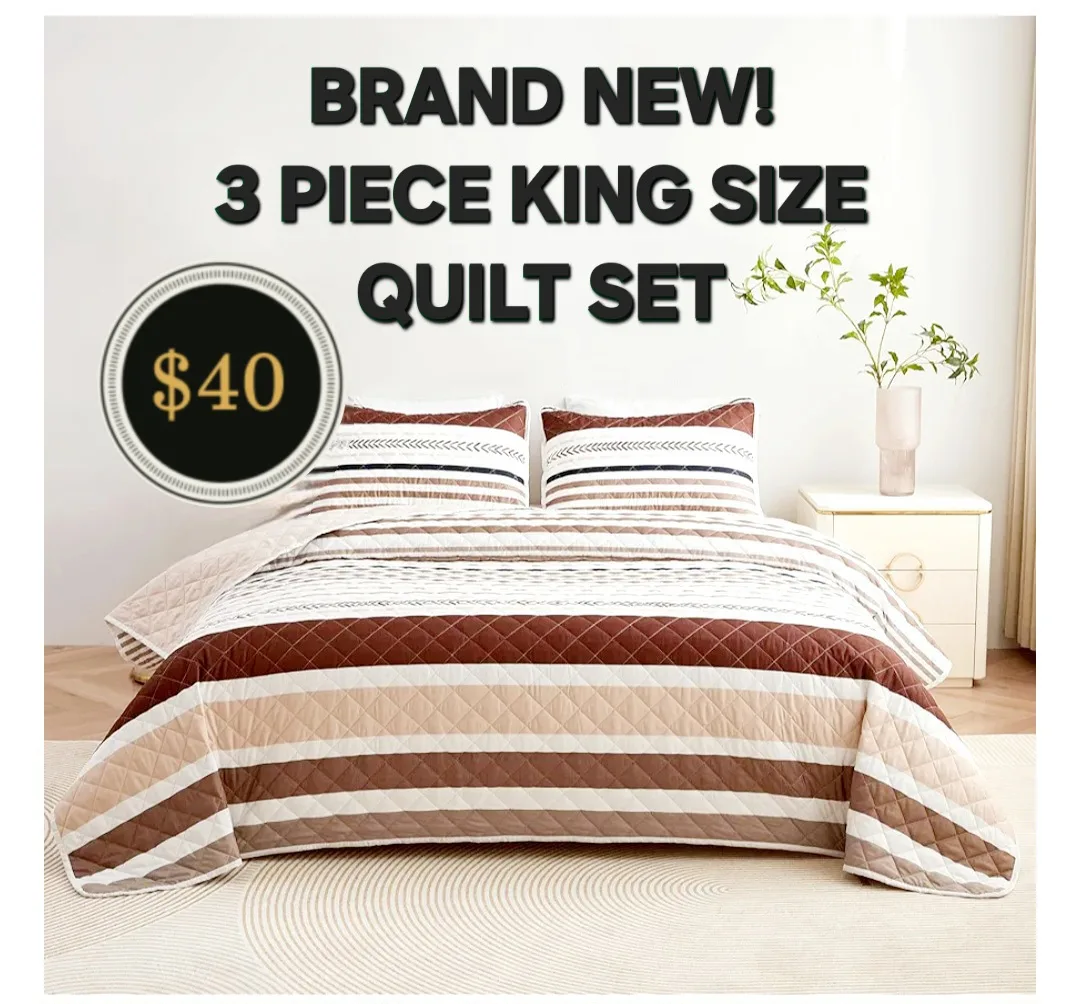 3 Piece King Size Quilt Set - BRAND NEW! thumbnail