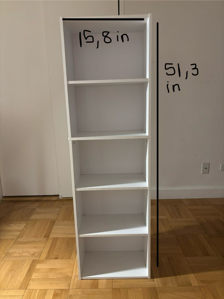 White Bookshelf - 5 Shelves - 51.3 in