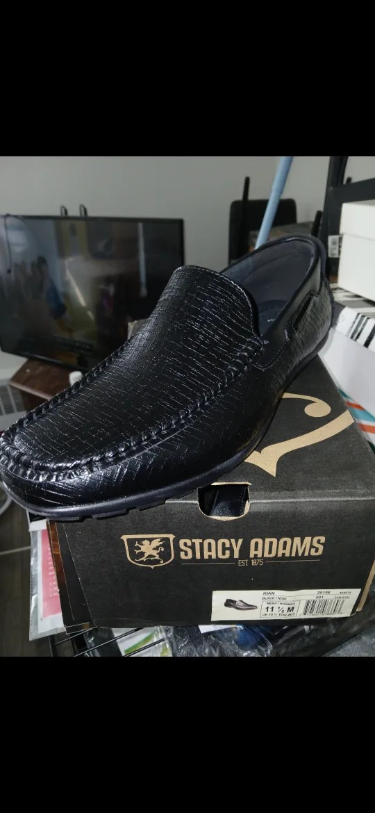 Stacy Adams Black Leather Loafers - Size 11.5M thumbnail