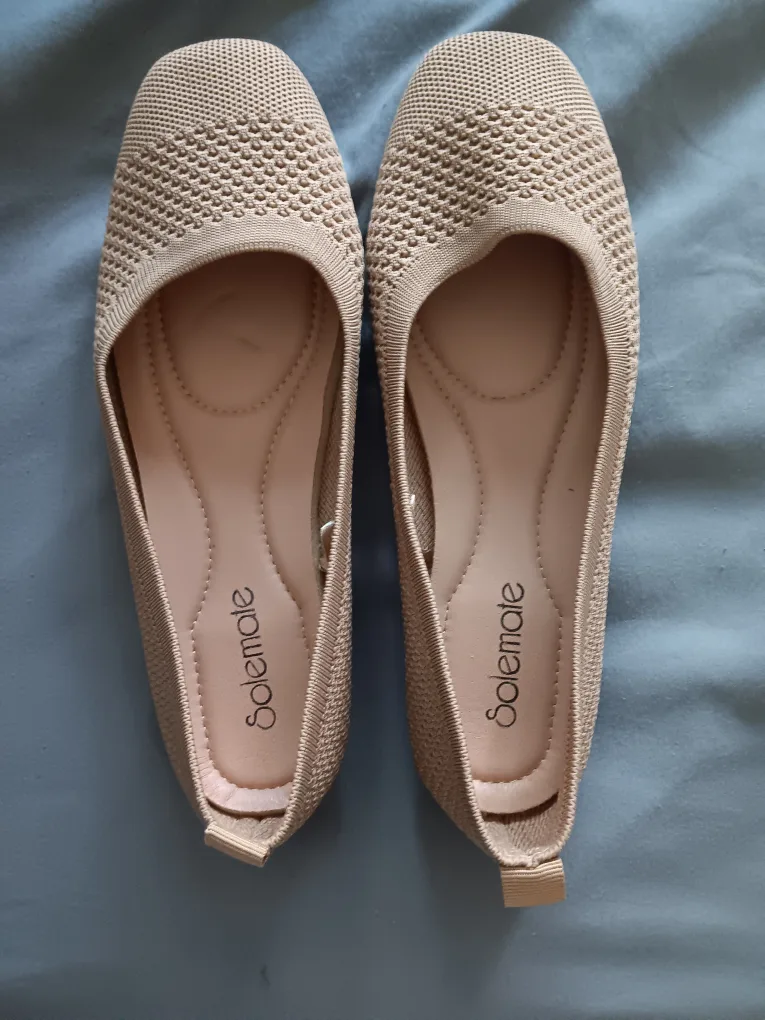 Solemate Beige Knit Flats thumbnail
