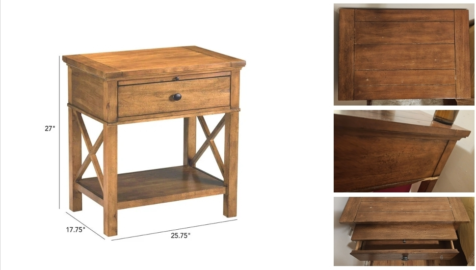 Wood Nightstand with Drawer - photo 2