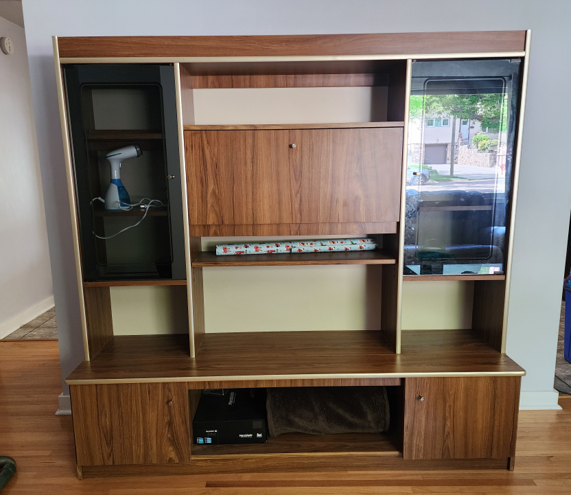 Vintage Wall Unit - Wood & Glass