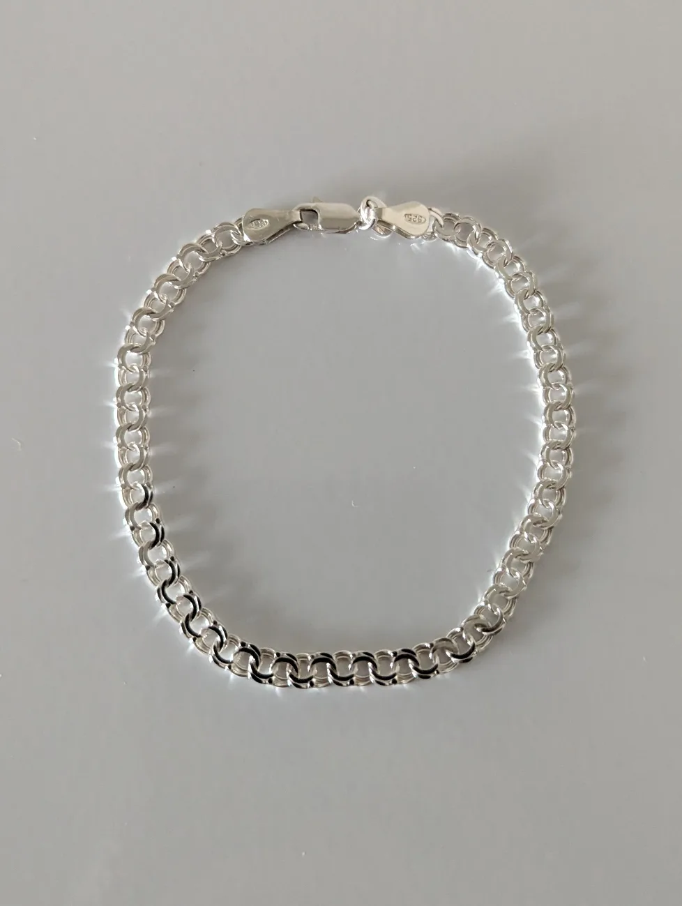 925 Sterling Silver Double Curb Chain Bracelet thumbnail