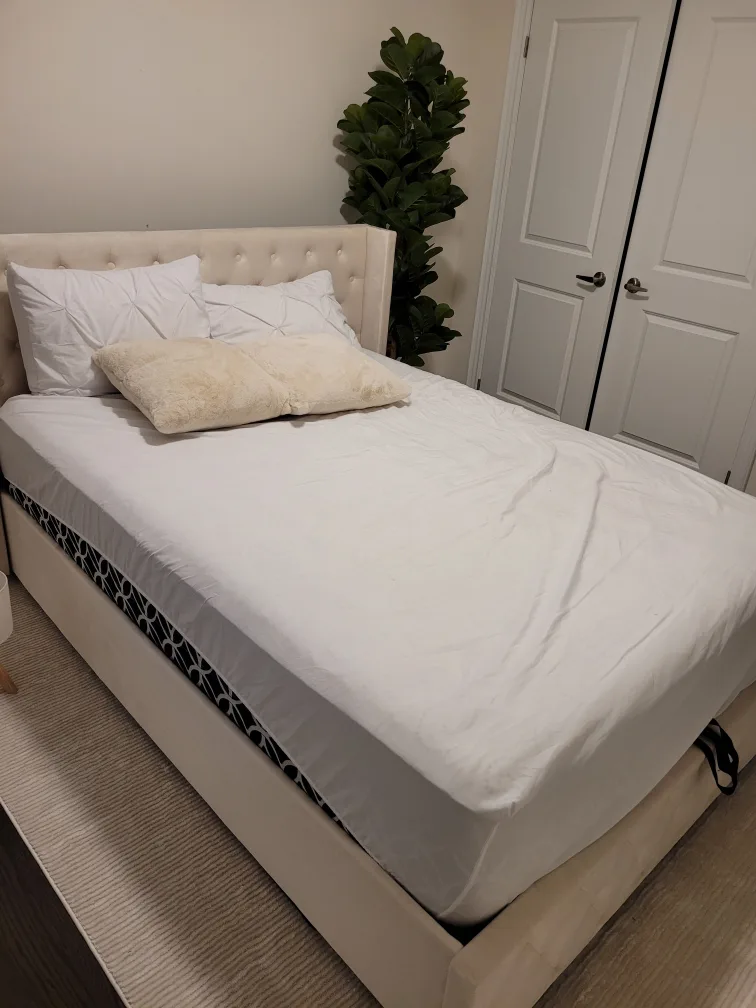Upholstered Storage Bed - Beige queen or king both same price thumbnail
