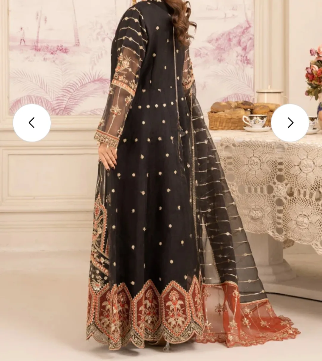 Black Embroidered Maxi Dress - Size S image indicator(3)